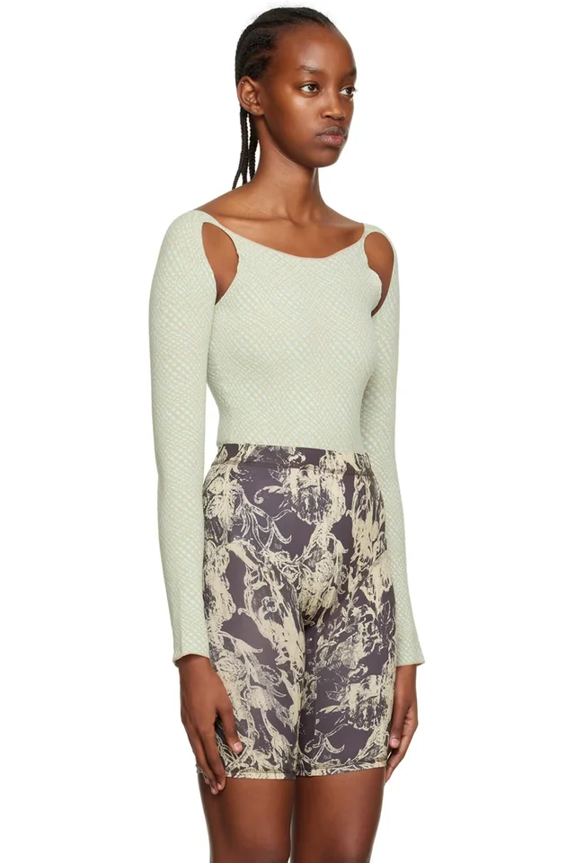 Rui Blue & Beige Cutout Bodysuit, photo 2 of 2 from SSENSE