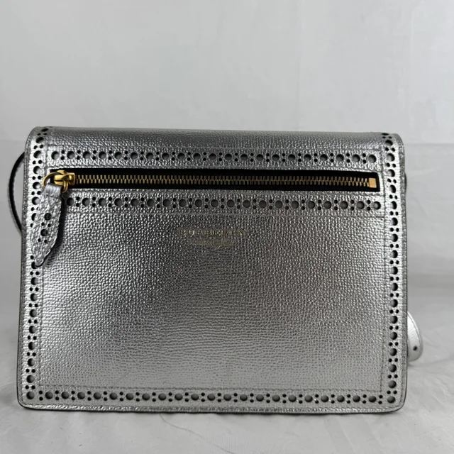 Burberry Silver Leather Fringed Macken Crossbody Bag in Silver GHW, Leather, Metal, Perforated leather from Reowned, photo 5 of 10
