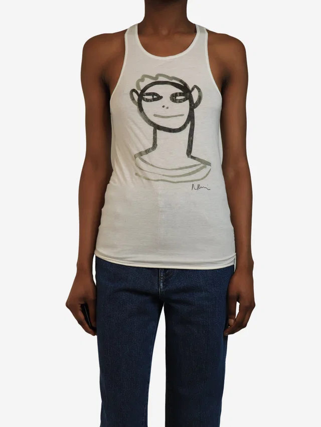 Marni White face-print tank top - size UK 8 in White from Sign of the Times