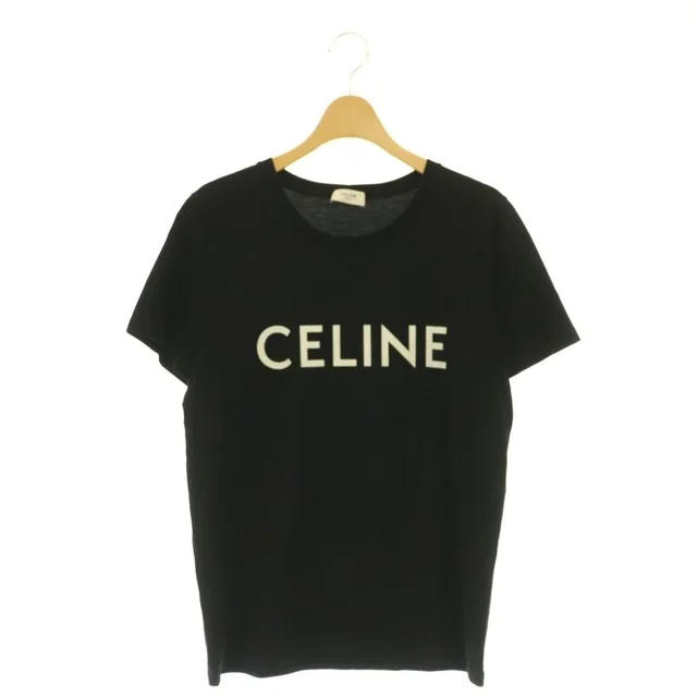 Celine Logo Print T-Shirt Short Sleeve Black White M in Black from The Reluxe
