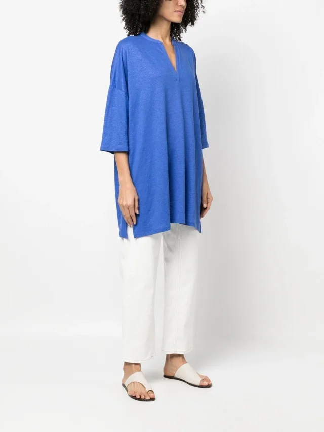 Majestic 3/4 Sleeve Linen Blend Tunic Dress, photo 2 of 5 from Balardi