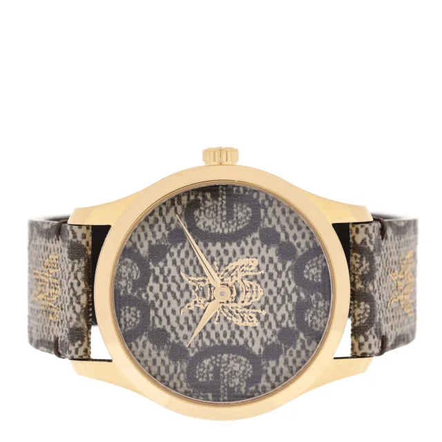 Gucci Stainless Steel Canvas 38mm G-Timeless GG Supreme Bee Quartz Watch Brown in Brown Canvas from FASHIONPHILE, photo 2 of 4
