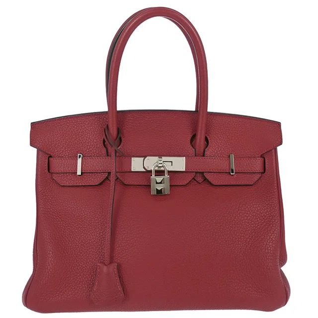Hermès Rouge H Taurillon Clemence Birkin 30 Handbag in Burgundy Clemence leather from AMORE Vintage Tokyo