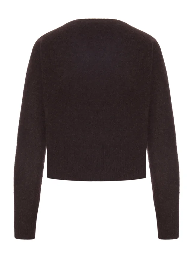 Roberto Collina Cropped V-neck fuzzy knit cardigan, photo 2 of 2 from SENSER
