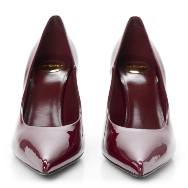 Saint Laurent Vernice Seta Soft Norma 90 Pumps 38 Grenat in Patent leather from FASHIONPHILE, photo 3 of 10