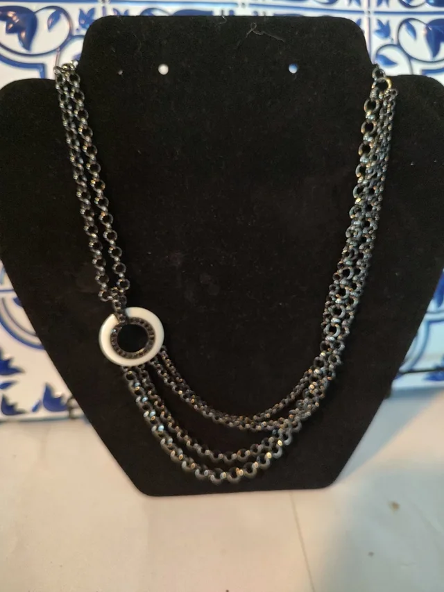 Givenchy Black Multi-Chain Necklace W/ Accent Ring in white|black from Poshmark