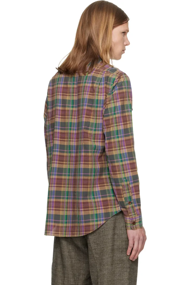 Polo Ralph Lauren Green & Brown Bleeding Madras Sport Shirt, photo 3 of 4 from SSENSE