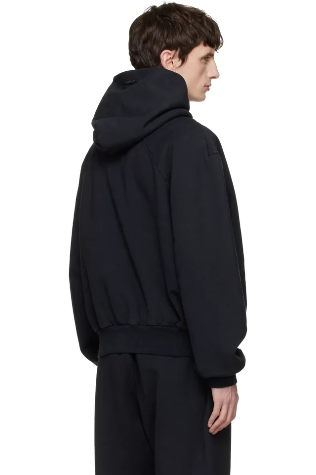 Fear of God Black Sunfaded Classic Half Raglan Pocket Hoodie, photo 3 of 4 from SSENSE