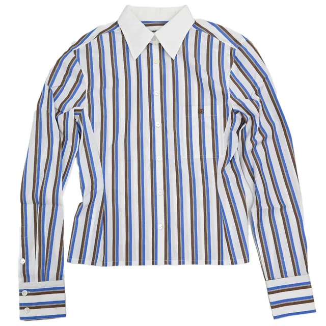 Chanel 1998 Striped Shirt Top White #38 in White from AMORE Vintage Tokyo