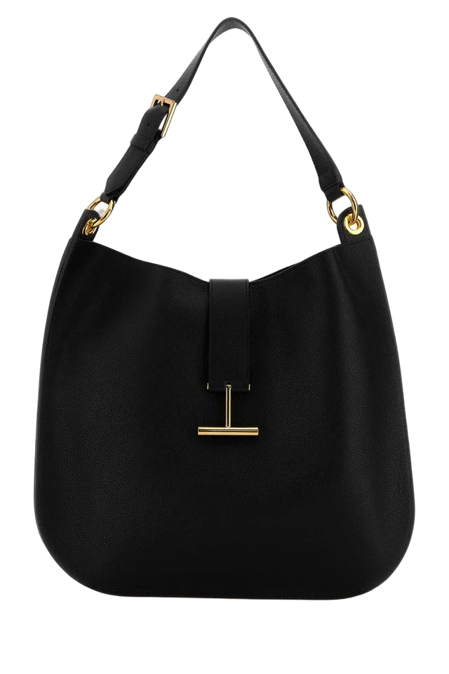 Tom Ford Leather Hobo Shoulder Bag — Black in Black Leather from HEWI