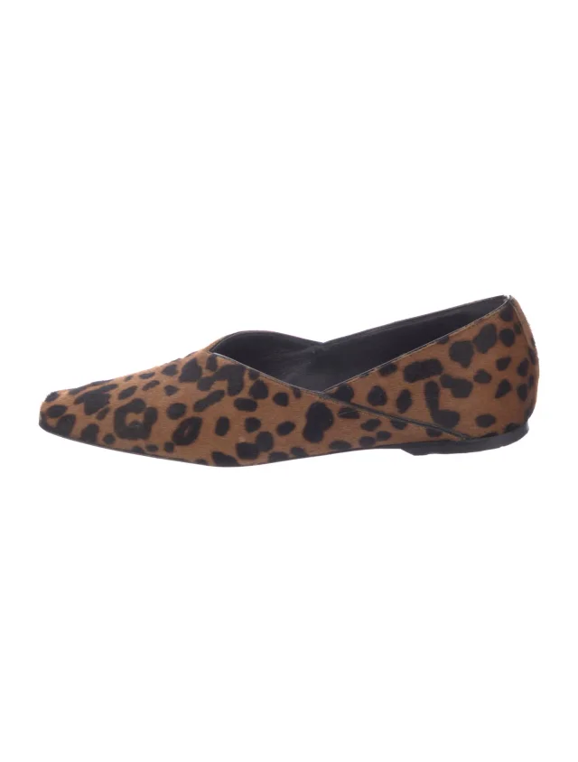 TOTEME Ponyhair Animal Print Flats in brown|red from The RealReal