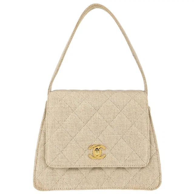 Chanel 1997-1999 Light Beige Linen Handbag in Beige from AMORE Vintage Tokyo