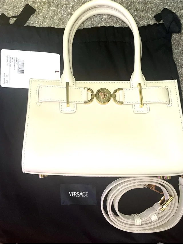 Versace Cream Leather Top-Handle Satchel With Gold Hardware in White Leather from Poshmark