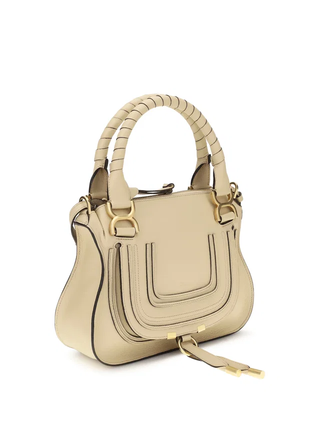 Chloé Marcie Top Handle Bag — Beige Calf Leather in Beige Calfskin from HEWI