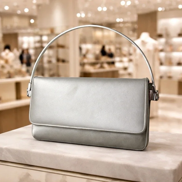 Judith Leiber Vintage Silver Soft Boom Clutch Crystal Handle Evening Event in silver|gray from Poshmark
