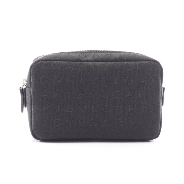 Bvlgari Logo Mania Canvas Leather Pouch in Canvas from LuxUness