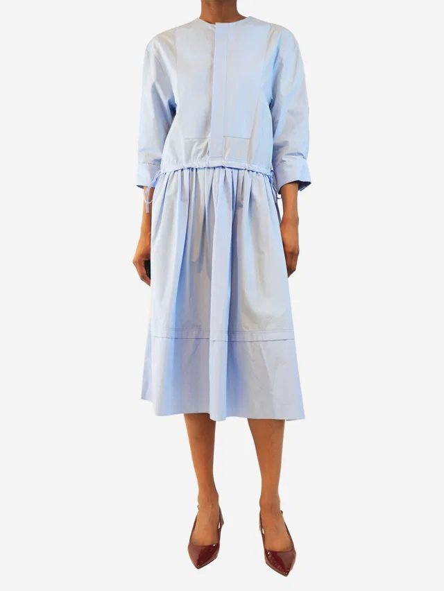 Marni Blue cotton poplin midi dress - size UK 6 in Blue from Sign of the Times