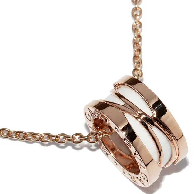 Bvlgari B.zero1 Au750 Pink Gold White Ceramic Pendant Necklace in White Ceramic from LuxUness