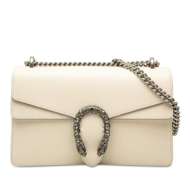 White Gucci Medium Calfskin Dionysus Shoulder Bag in White Calfskin from Designer Revival