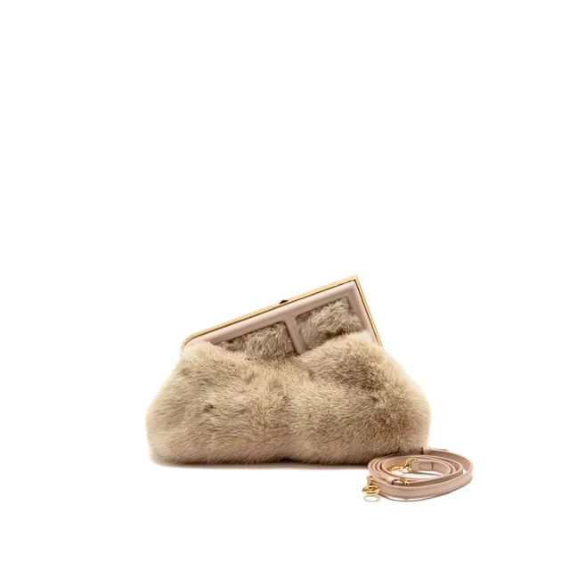 Fendi First Small Bag Mink Fur/Leather Plush Pink GHW in Pink Leather from EMIER