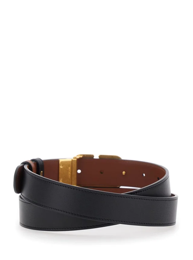 Valentino garavani Black Reversible Belt with VLogo Buckle on the Front in Leather Man in Black 100% Calf, photo 5 of 8 from Gaudenzi Boutique