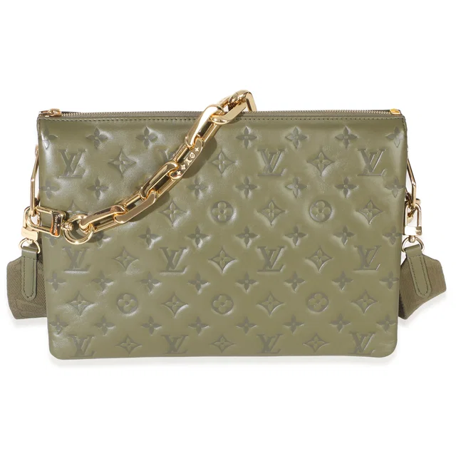 Louis Vuitton Olive Monogram Embossed Lambskin Coussin Mm Green Leather Handbag in Green Lambskin from HEWI