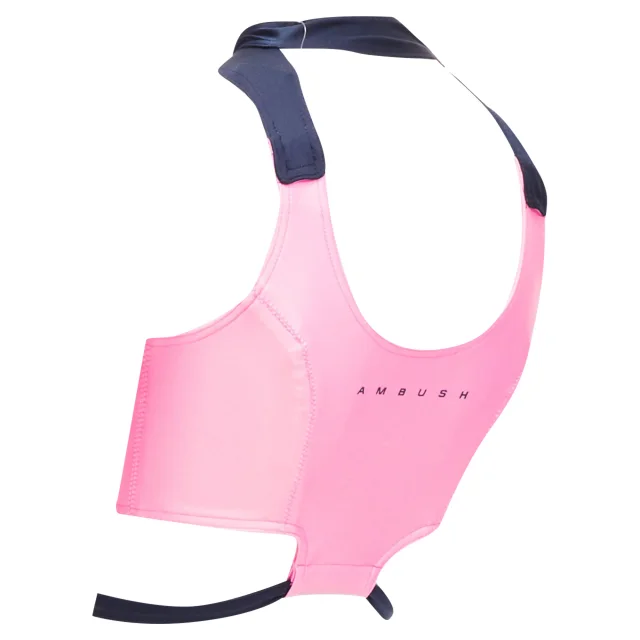 AMBUSH Panelled Logo Back Waist Tie Cropped Sports Top in blue, photo 5 of 6 from ShopSimon