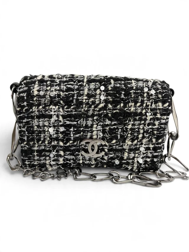 Chanel Black & White Tweed Shoulder Bag from Season 2 Consign