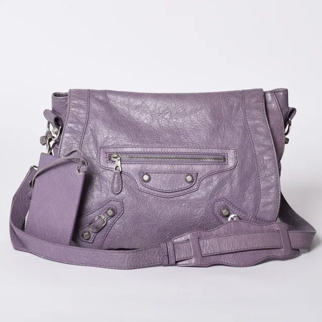 Balenciaga Zafork Shoulder Bag Silver Purple in Purple Leather from The Reluxe