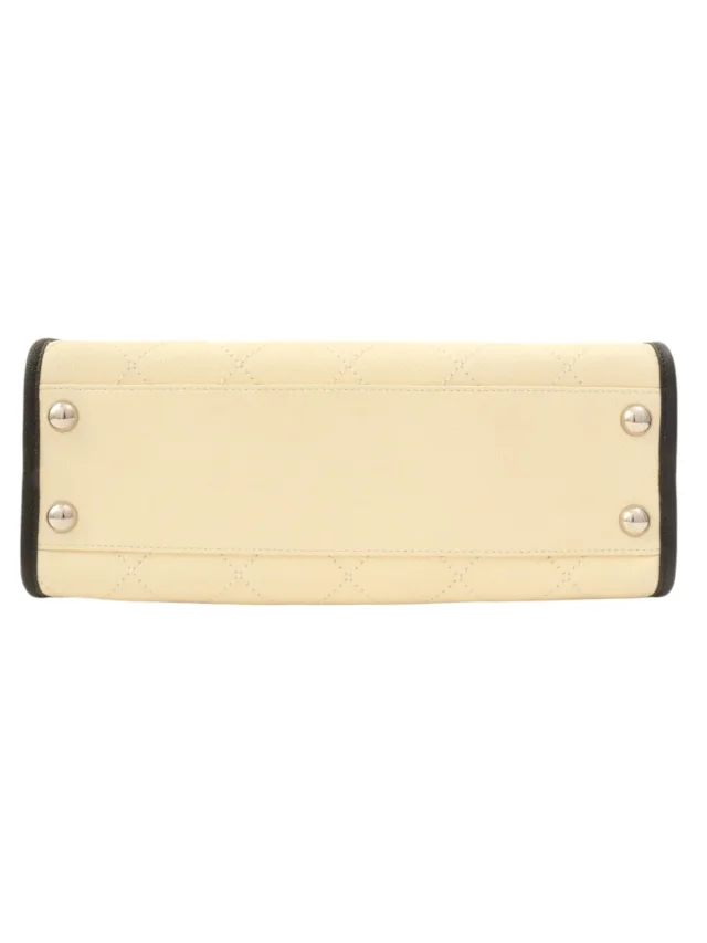 Chanel Around 2014 Made Caviar Skin Deauville Bowling 2-way Bag Ivory in White Caviar leather from VINTAGE QOO TOKYO, photo 10 of 12