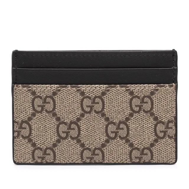 Gucci GG Supreme Card Holder in Beige Coated canvas from Designer Revival