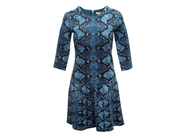 Blue & Black Burberry Snakeskin Intarsia Knit Dress Size US XS in Black from Designer Revival
