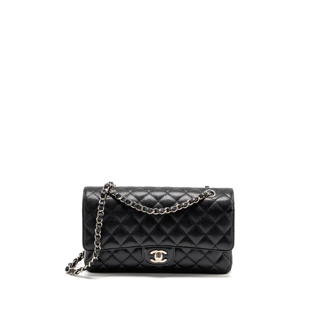 Chanel Medium Classic Double Flap Bag Caviar Black SHW in Black Caviar leather from EMIER