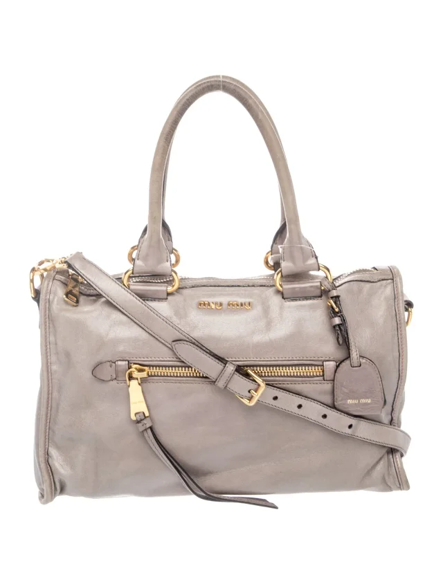 Miu Miu Leather Crossbody Bag in gray Leather from The RealReal