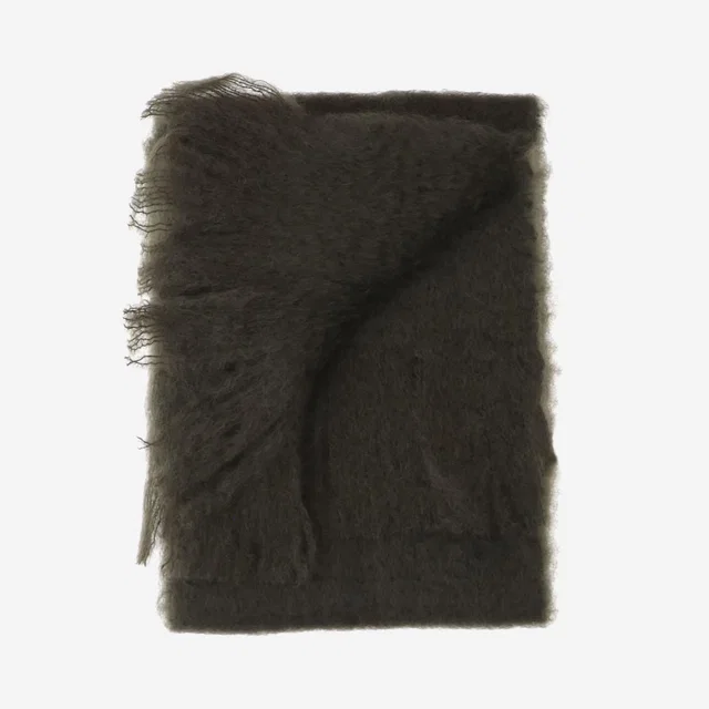 Jil Sander Mohair-Blend With Fringed Edges Scarf — Green Scarfs in Green Nylon from HEWI