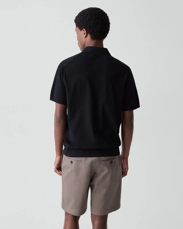 Theory Quarter-Zip Polo Shirt in Light Bilen in BLACK 62% Viscose, 38% Polyester; Exclusive Of Elastic, photo 11 of 14 from Theory