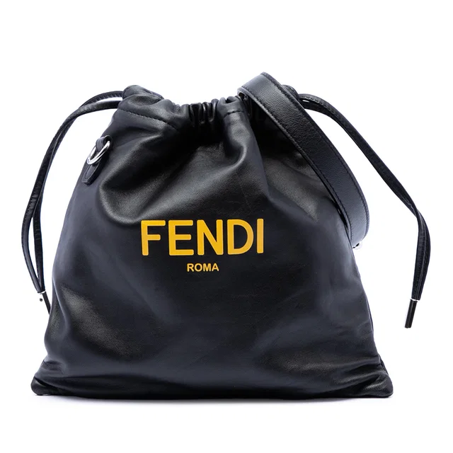 Black Fendi Leather Pack Pouch Bag in Black Leather from Designer Revival