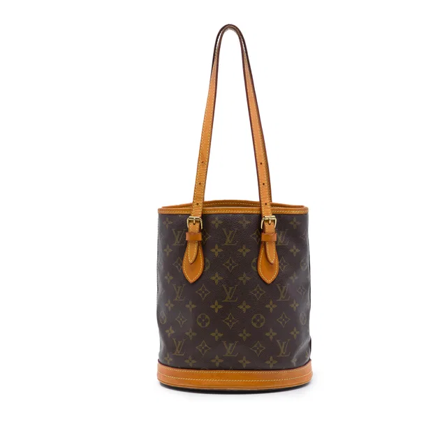 Brown Louis Vuitton Monogram Petit Bucket in Brown Coated canvas from Designer Revival, photo 1 of 1