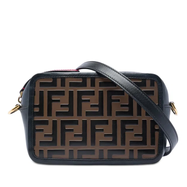 Brown Fendi Mini Zucca Embossed Leather Camera Bag in Brown Leather from Designer Revival