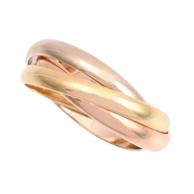 Cartier 18K Trinity Ring #59 Yellow Gold/Pink Gold/White Gold in White from VINTAGE QOO TOKYO