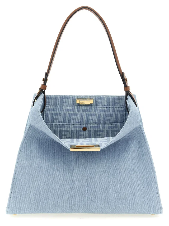 Fendi Denim Trapezoidal Shoulder Bag — Blue Light in Blue Denim from HEWI