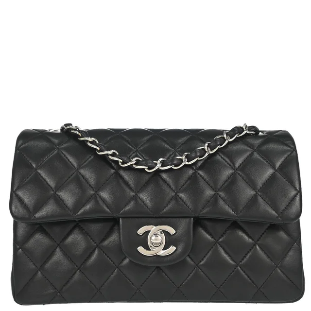 Chanel 1997-1999 Black Lambskin Small Classic Double Flap Shoulder Bag in Black Lambskin from AMORE Vintage Tokyo