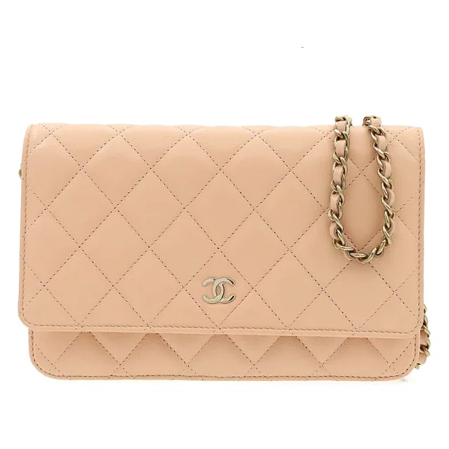 Chanel Chain Wallet Quilted Shoulder Bag Beige Caviar Leather in Beige Caviar leather from The Reluxe