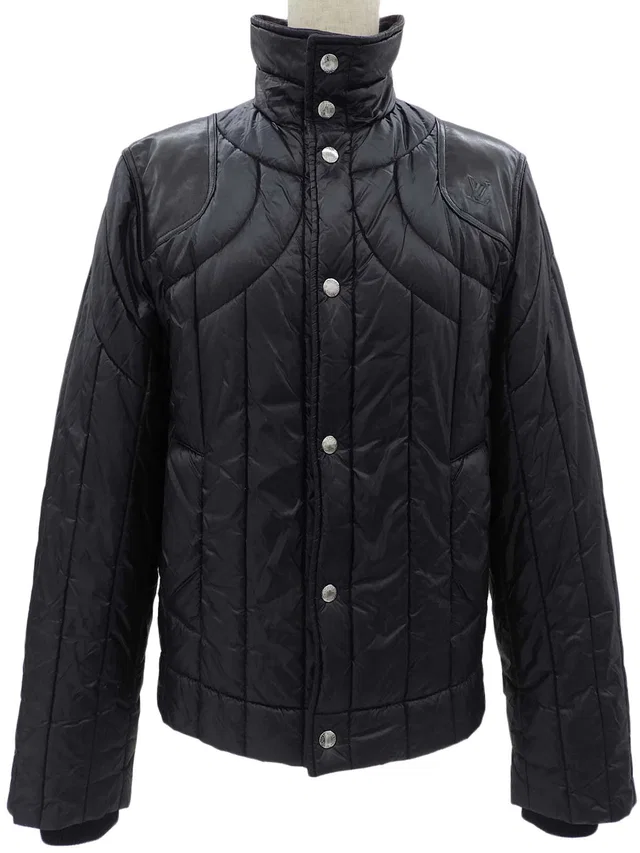 Louis Vuitton Logo Button-Down Jacket Black in Black from VINTAGE QOO TOKYO