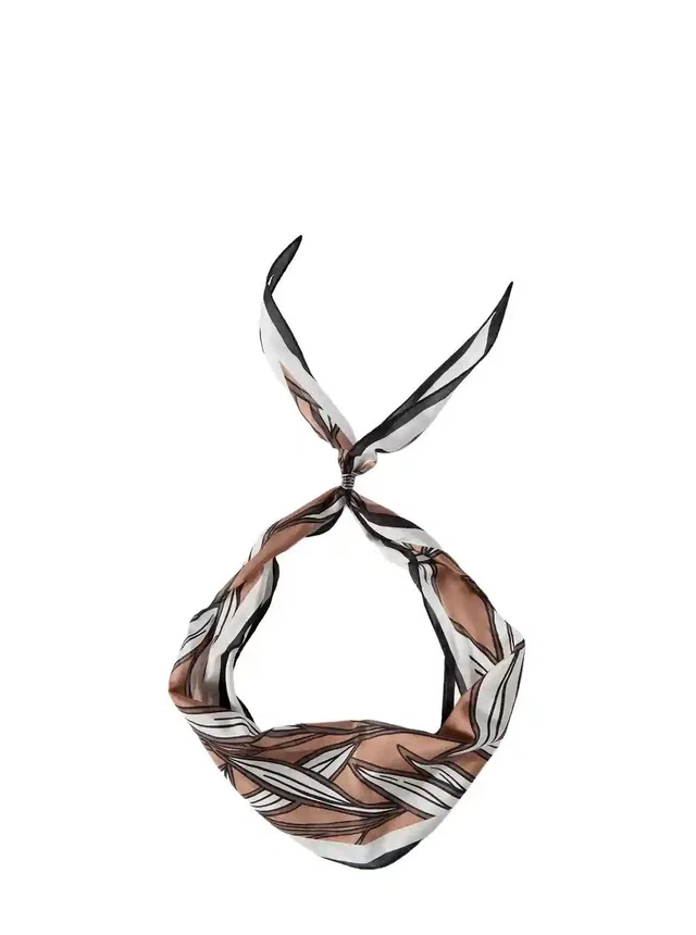 Brunello Cucinelli Silk All-Over Motif Scarf — Brown Scarfs in Brown Silk from HEWI
