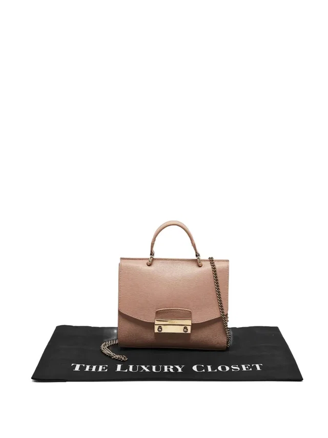 Furla Saffiano-leather flap shoulder bag - women - Calf Leather/Fabric - One Size - Pink in pink Saffiano leather from Farfetch
