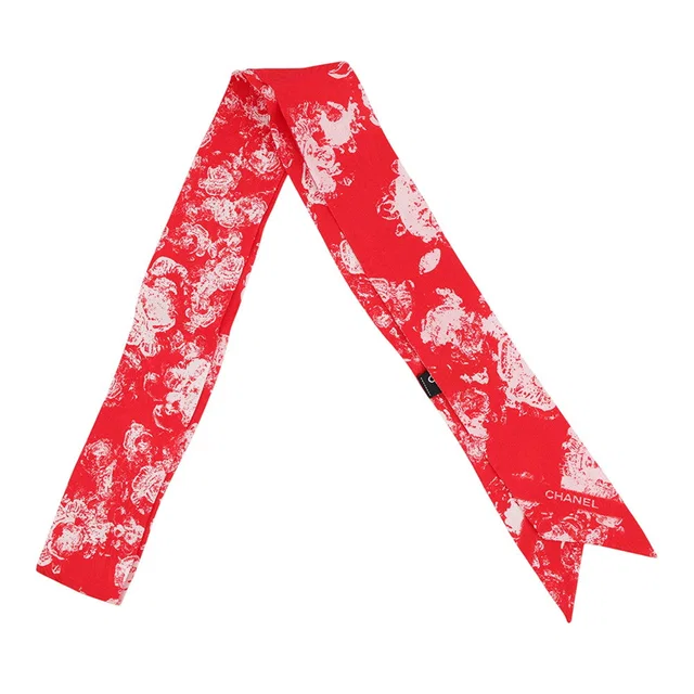 Chanel Scarf Slim Bandeau Red/WhiteAAB856 Silk 100% in Red Silk from GALLERY RARE