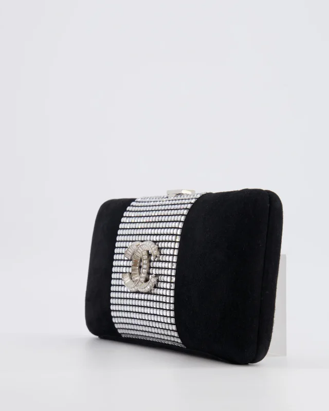 Chanel 2015 Paris-Dubai Black Suede Strass Crystal Clutch Bag with Crystal Embellished CC Logo in Black Suede from Sellier, photo 12 of 21