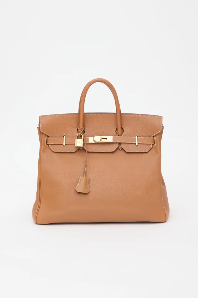 Hermès 2001 Gold Courchevel HAC 32 Bag in Gold Leather from VSP Consignment