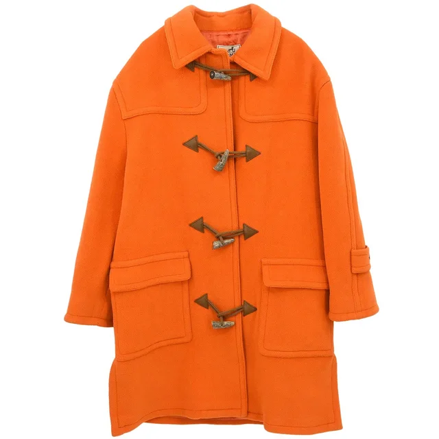 Hermès Duffel Coat Orange #48 in Orange Wool from AMORE Vintage Tokyo